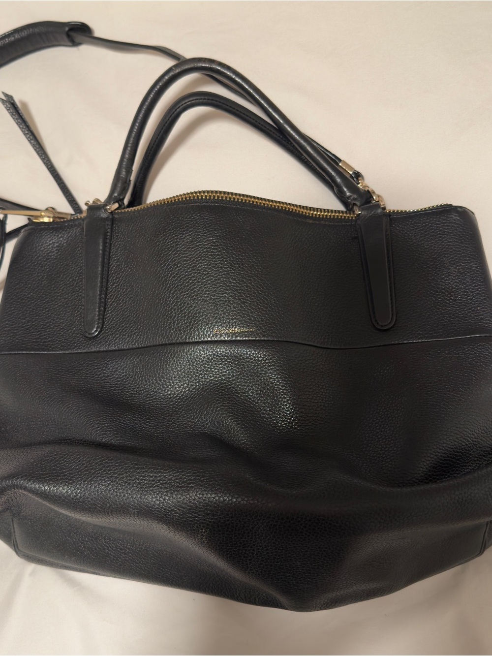 COACH Authentic Black Pebbled Leather Carryall Tote Bag 2013